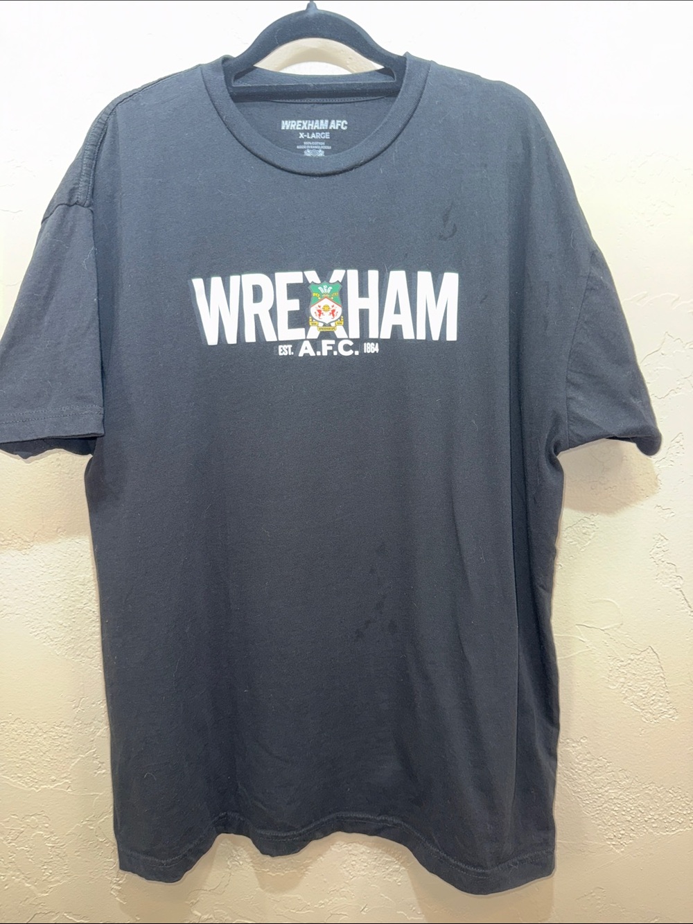 Wrexham AFC Graphic T-Shirt Black 100% Cotton XL Soccer Football Tee